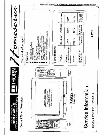 Sony KV-X2162 KV-X2562 KV-X2962 Service manual Trinitron Television (commander RM830) - pag. 32